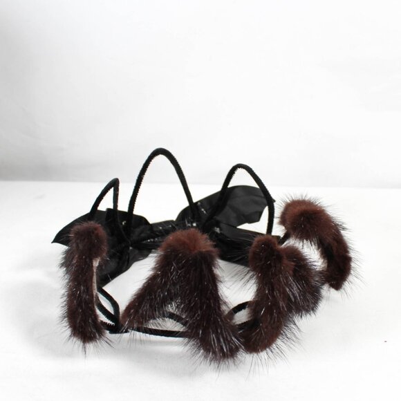 Vintage Avant Garde 1950s Wire & Fur Hat with Bow Union Made Spider Floral Style - Picture 9 of 16